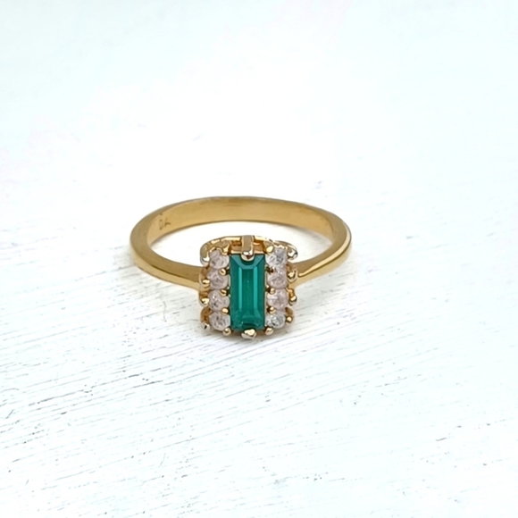 DAC Emerald and CZ Gold Ring - Picture 4 of 11